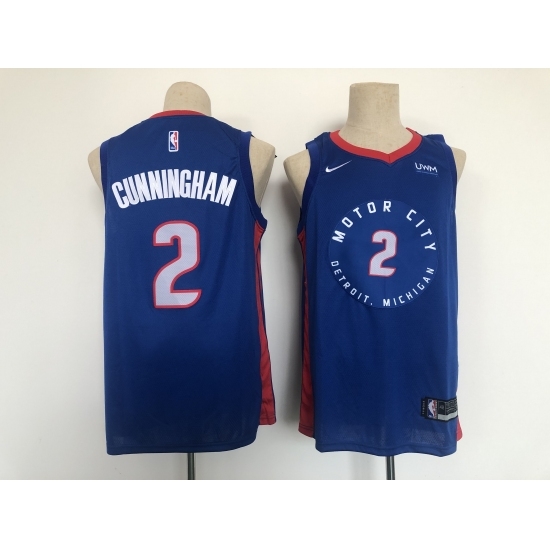 Men's Detroit Pistons #2 Cade Cunningham Blue 2021 City Player Jersey Men's Detroit Pistons #2 Cade Cunningham Blue 2021 City Player Jersey