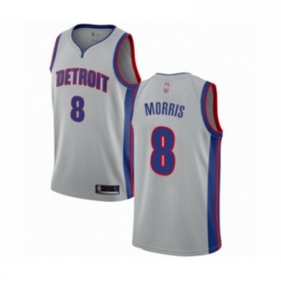 Mens Detroit Pistons 8 Markieff Morris Authentic Silver Basketball Jersey Statement Edition Mens Detroit Pistons 8 Markieff Morris Authentic Silver Basketball Jersey Statement Edition