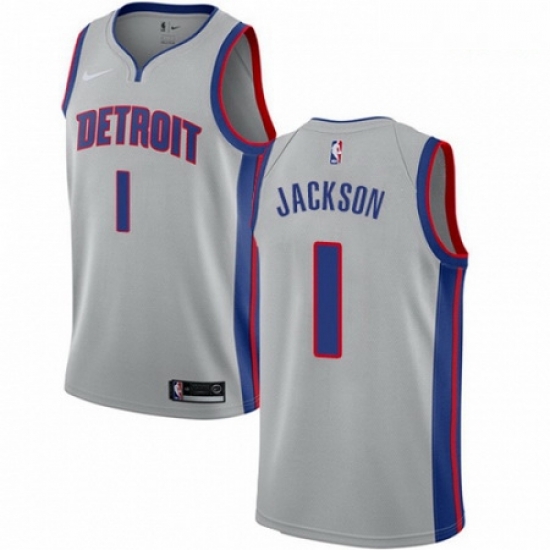 Mens Nike Detroit Pistons 1 Reggie Jackson Authentic Silver NBA Jersey Statement Edition Mens Nike Detroit Pistons 1 Reggie Jackson Authentic Silver NBA Jersey Statement Edition