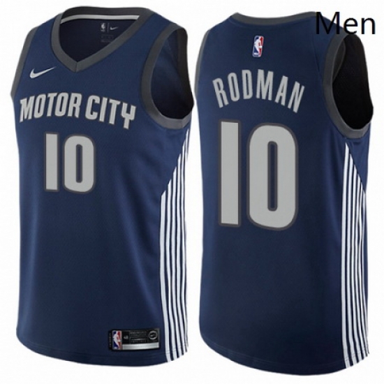 Mens Nike Detroit Pistons 10 Dennis Rodman Authentic Navy Blue NBA Jersey City Edition Mens Nike Detroit Pistons 10 Dennis Rodman Authentic Navy Blue NBA Jersey City Edition