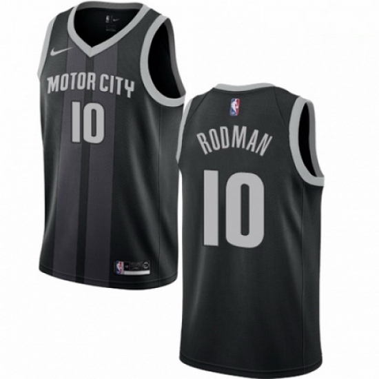 Mens Nike Detroit Pistons 10 Dennis Rodman Swingman Black NBA Jersey City Edition Mens Nike Detroit Pistons 10 Dennis Rodman Swingman Black NBA Jersey City Edition