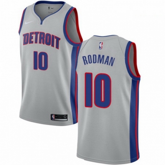 Mens Nike Detroit Pistons 10 Dennis Rodman Swingman Silver NBA Jersey Statement Edition Mens Nike Detroit Pistons 10 Dennis Rodman Swingman Silver NBA Jersey Statement Edition
