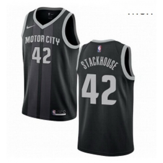 Mens Nike Detroit Pistons 42 Jerry Stackhouse Swingman Black NBA Jersey City Edition Mens Nike Detroit Pistons 42 Jerry Stackhouse Swingman Black NBA Jersey City Edition