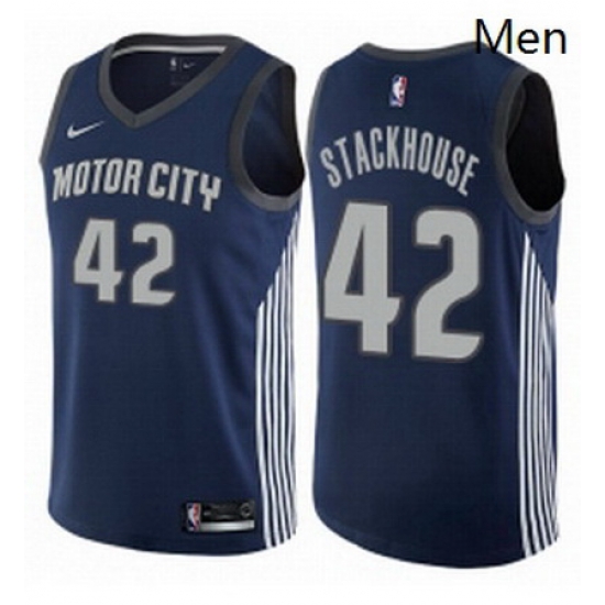 Mens Nike Detroit Pistons 42 Jerry Stackhouse Swingman Navy Blue NBA Jersey City Edition Mens Nike Detroit Pistons 42 Jerry Stackhouse Swingman Navy Blue NBA Jersey City Edition
