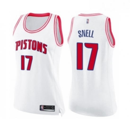 Womens Detroit Pistons 17 Tony Snell Swingman White Pink Fashion Basketball Jersey Womens Detroit Pistons 17 Tony Snell Swingman White Pink Fashion Basketball Jersey