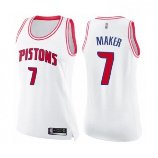 Womens Detroit Pistons 7 Thon Maker Swingman White Pink Fashion Basketball Jersey Womens Detroit Pistons 7 Thon Maker Swingman White Pink Fashion Basketball Jersey