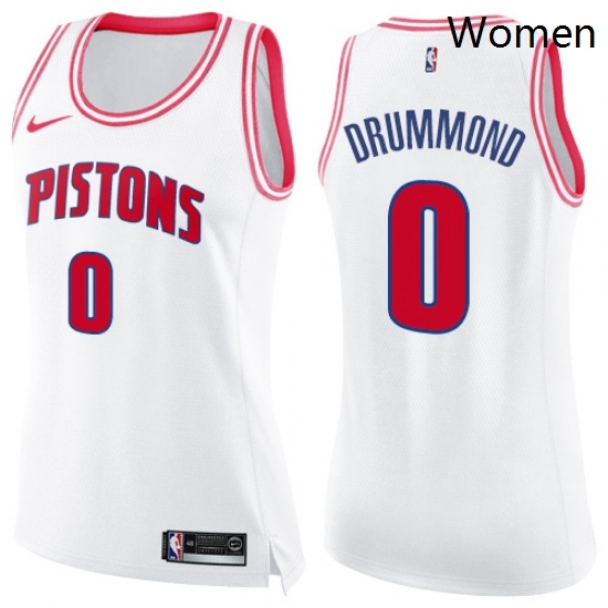 Womens Nike Detroit Pistons 0 Andre Drummond Swingman WhitePink Fashion NBA Jersey Womens Nike Detroit Pistons 0 Andre Drummond Swingman WhitePink Fashion NBA Jersey