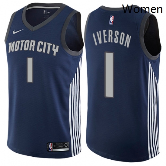 Womens Nike Detroit Pistons 1 Allen Iverson Swingman Navy Blue NBA Jersey City Edition Womens Nike Detroit Pistons 1 Allen Iverson Swingman Navy Blue NBA Jersey City Edition