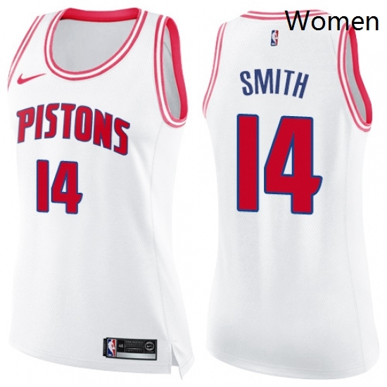 Womens Nike Detroit Pistons 14 Ish Smith Swingman WhitePink Fashion NBA Jersey Womens Nike Detroit Pistons 14 Ish Smith Swingman WhitePink Fashion NBA Jersey