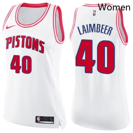 Womens Nike Detroit Pistons 40 Bill Laimbeer Swingman WhitePink Fashion NBA Jersey Womens Nike Detroit Pistons 40 Bill Laimbeer Swingman WhitePink Fashion NBA Jersey