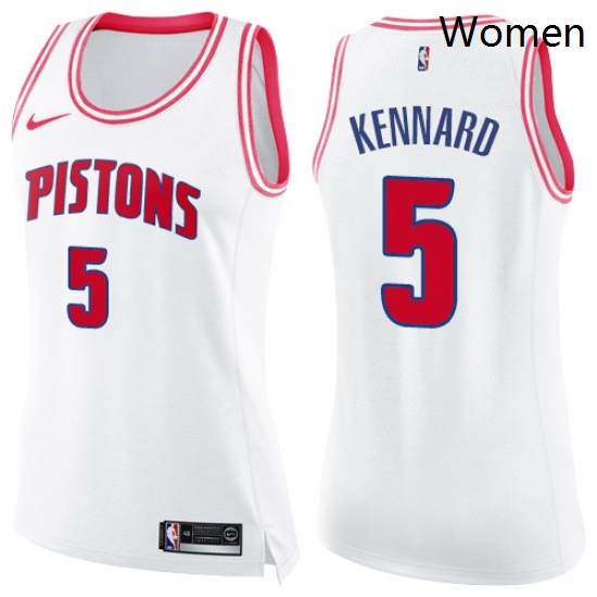 Womens Nike Detroit Pistons 5 Luke Kennard Swingman WhitePink Fashion NBA Jersey Womens Nike Detroit Pistons 5 Luke Kennard Swingman WhitePink Fashion NBA Jersey