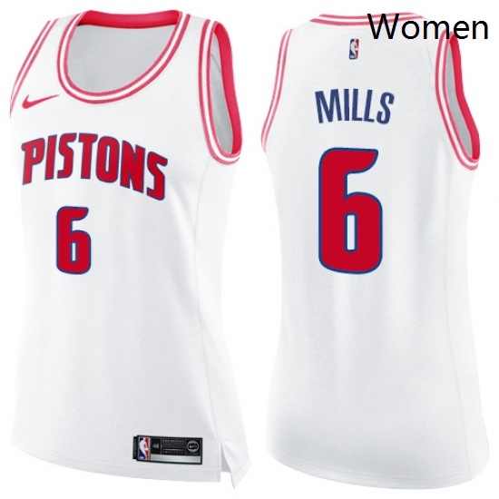 Womens Nike Detroit Pistons 6 Terry Mills Swingman WhitePink Fashion NBA Jersey Womens Nike Detroit Pistons 6 Terry Mills Swingman WhitePink Fashion NBA Jersey