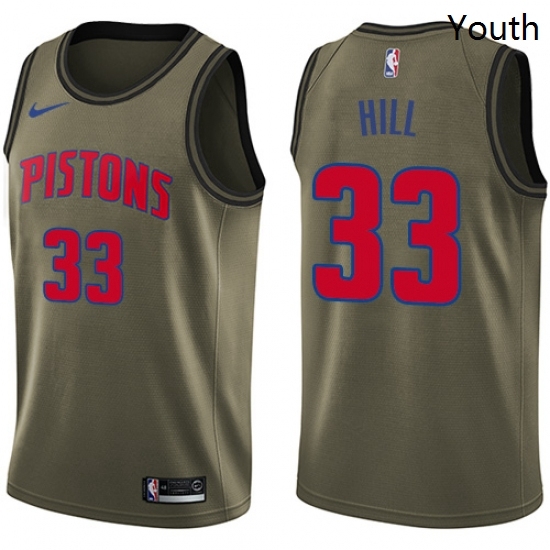 Youth Nike Detroit Pistons 33 Grant Hill Swingman Green Salute to Service NBA Jersey Youth Nike Detroit Pistons 33 Grant Hill Swingman Green Salute to Service NBA Jersey