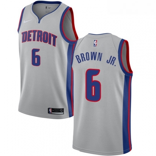 Youth Nike Detroit Pistons 6 Bruce Brown Jr Swingman Silver NBA Jersey Statement Edition Youth Nike Detroit Pistons 6 Bruce Brown Jr Swingman Silver NBA Jersey Statement Edition