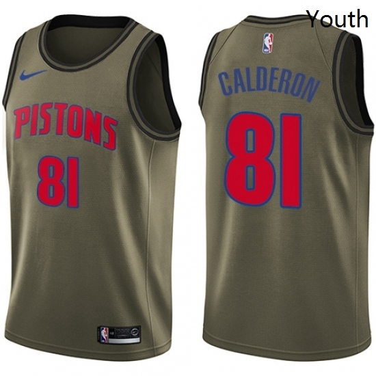 Youth Nike Detroit Pistons 81 Jose Calderon Swingman Green Salute to Service NBA Jersey Youth Nike Detroit Pistons 81 Jose Calderon Swingman Green Salute to Service NBA Jersey