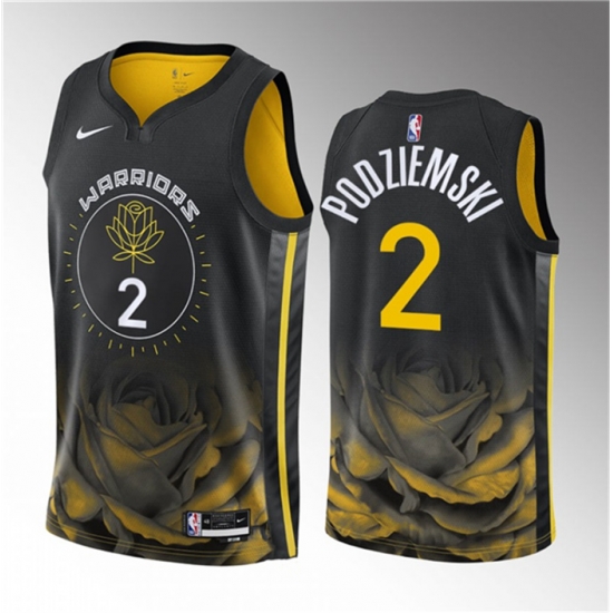 Men Golden State Warriors 2 Brandin Podziemski Black 2023 Draft City Edition Swingman Stitched Basketball Jersey Men Golden State Warriors 2 Brandin Podziemski Black 2023 Draft City Edition Swingman Stitched Basketball Jersey
