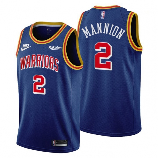 Men Golden State Warriors 2 Nico Mannion Men Nike Releases Classic Edition NBA 75th Anniversary Jersey Blue Men Golden State Warriors 2 Nico Mannion Men Nike Releases Classic Edition NBA 75th Anniversary Jersey Blue