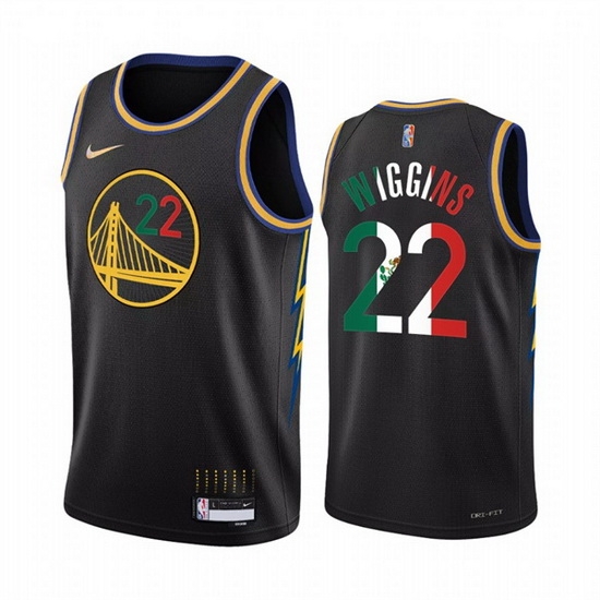 Men Golden State Warriors 22 Andrew Wiggins 2022 Black Special Mexico City Edition Stitched Jersey Men Golden State Warriors 22 Andrew Wiggins 2022 Black Special Mexico City Edition Stitched Jersey