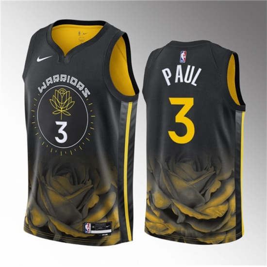 Men Golden State Warriors 3 Chris Paul Black City Edition Stitched Basketball Jersey Men Golden State Warriors 3 Chris Paul Black City Edition Stitched Basketball Jersey