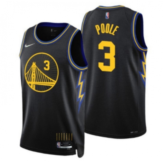 Men Golden State Warriors 3 Jordan Poole 2021 22 City Edition Black 75th Anniversary Stitched Basketball Jersey Men Golden State Warriors 3 Jordan Poole 2021 22 City Edition Black 75th Anniversary Stitched Basketball Jersey