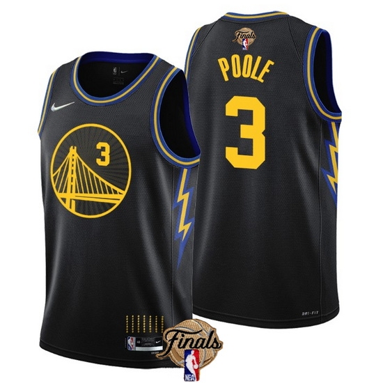 Men Golden State Warriors 3 Jordan Poole 2022 Black NBA Finals Stitched Jersey Men Golden State Warriors 3 Jordan Poole 2022 Black NBA Finals Stitched Jersey
