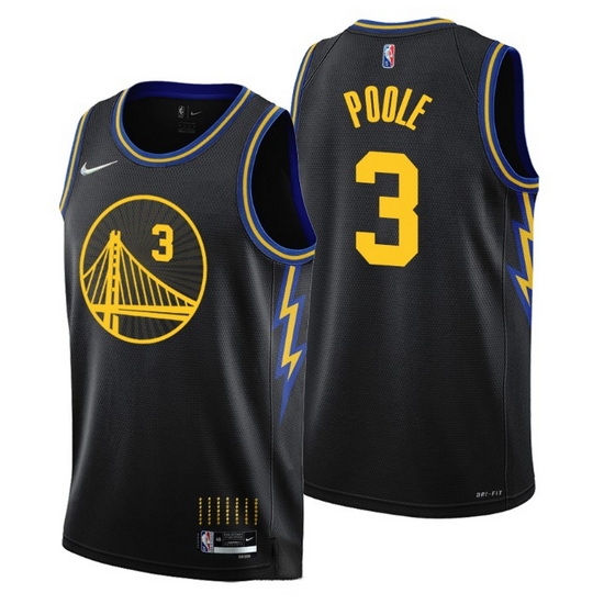 Men Golden State Warriors 3 Jordan Poole Black Stitched Basketball Jersey Men Golden State Warriors 3 Jordan Poole Black Stitched Basketball Jersey
