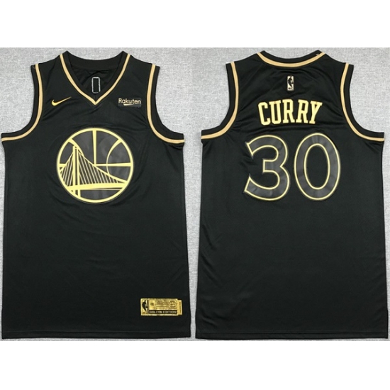 Men Golden State Warriors 30 Stephen Curry Black Gold Stitched Jersey Men Golden State Warriors 30 Stephen Curry Black Gold Stitched Jersey