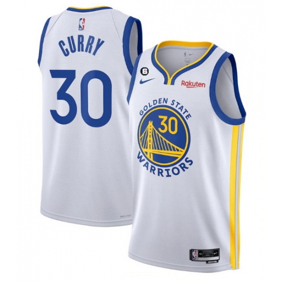 Men Golden State Warriors 30 Stephen Curry White With No 6 Patch Stitched Jersey Men Golden State Warriors 30 Stephen Curry White With No 6 Patch Stitched Jersey
