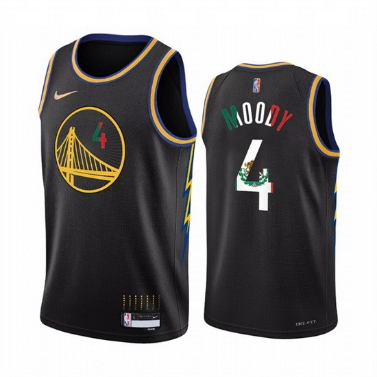 Men Golden State Warriors 4 Moses Moody 2022 Black Special Mexico City Edition Stitched Jersey Men Golden State Warriors 4 Moses Moody 2022 Black Special Mexico City Edition Stitched Jersey
