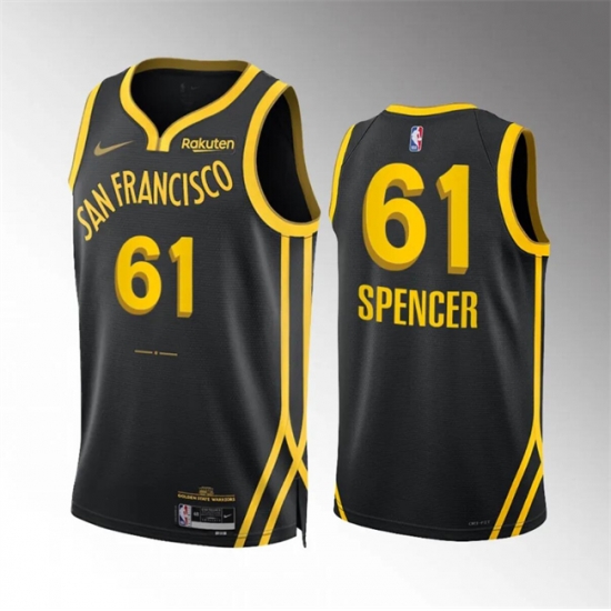 Men Golden State Warriors 61 Pat Spencer Black 2023 24 City Edition Stitched Basketball Jersey Men Golden State Warriors 61 Pat Spencer Black 2023 24 City Edition Stitched Basketball Jersey
