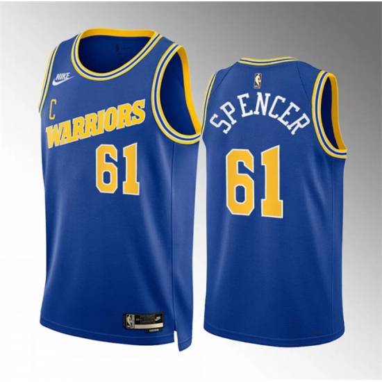 Men Golden State Warriors 61 Pat Spencer Blue Classic Edition Stitched Basketball Jersey Men Golden State Warriors 61 Pat Spencer Blue Classic Edition Stitched Basketball Jersey