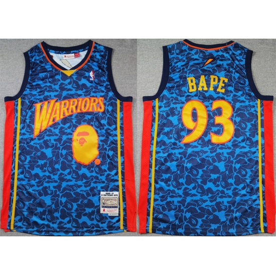 Men Golden State Warriors 93 Bape Royal Throwback Stitched Jersey Men Golden State Warriors 93 Bape Royal Throwback Stitched Jersey