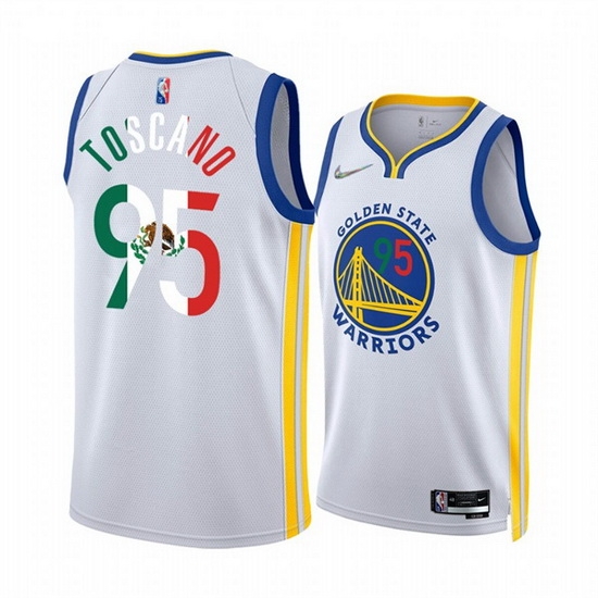Men Golden State Warriors 95 Juan Toscano Anderson 2022 White Special Mexico Edition Stitched Jersey Men Golden State Warriors 95 Juan Toscano Anderson 2022 White Special Mexico Edition Stitched Jersey