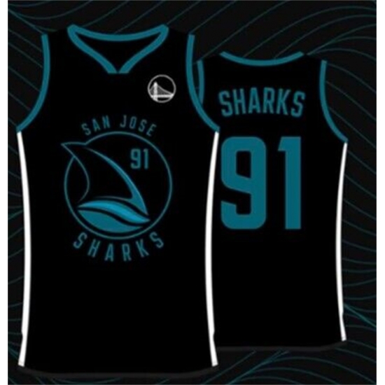 Men Golden State Warriors X San Jose Sharks 91 Black Basketball Jersey Men Golden State Warriors X San Jose Sharks 91 Black Basketball Jersey