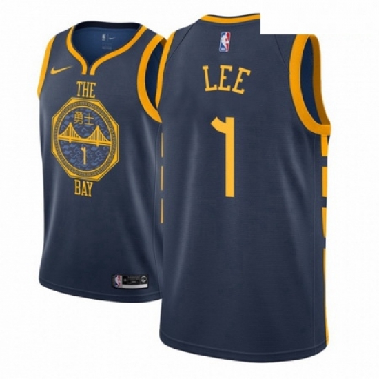 Men NBA 2018 19 Golden State Warriors 1 Damion Lee City Edition Navy Jersey Men NBA 2018 19 Golden State Warriors 1 Damion Lee City Edition Navy Jersey