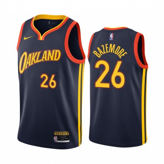 Men Nike Golden State Warriors 26 Kent Bazemore Navy NBA Swingman 2020 21 City Edition Jersey Men Nike Golden State Warriors 26 Kent Bazemore Navy NBA Swingman 2020 21 City Edition Jersey