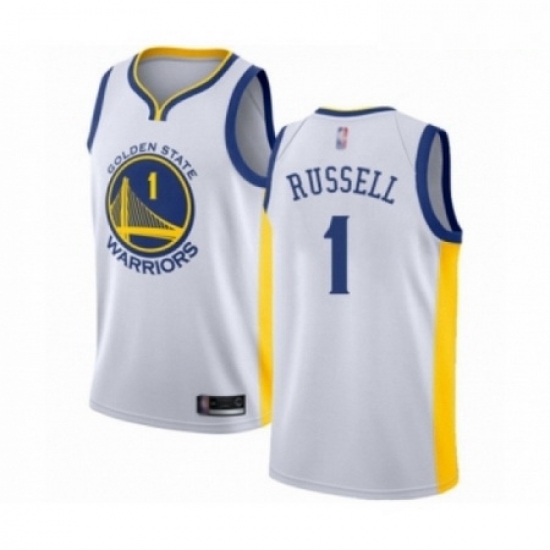 Mens Golden State Warriors 1 DAngelo Russell Authentic White Basketball Jersey Association Edition Mens Golden State Warriors 1 DAngelo Russell Authentic White Basketball Jersey Association Edition