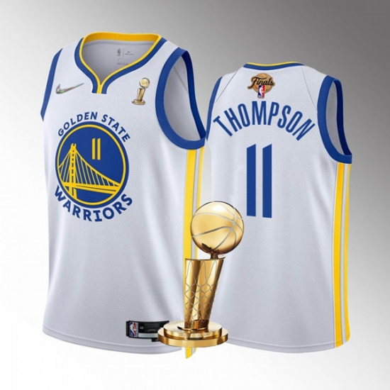 Men's Golden State Warriors #11 Klay Thompson 2022 White NBA Finals Champions Stitched Jersey Men's Golden State Warriors #11 Klay Thompson 2022 White NBA Finals Champions Stitched Jersey