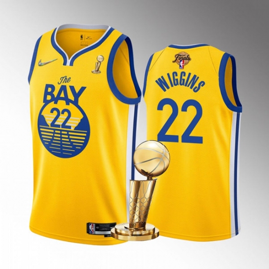 Men's Golden State Warriors #22 Andrew Wiggins 2022 Yellow NBA Finals Champions Stitched Jersey Men's Golden State Warriors #22 Andrew Wiggins 2022 Yellow NBA Finals Champions Stitched Jersey