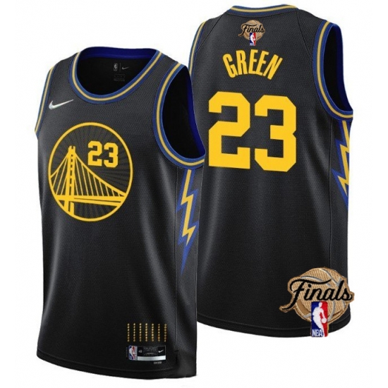 Men's Golden State Warriors #23 Draymond Green 2021 22 City Edition Black 75th Anniversary NBA Finals Stitched Basketball Jersey Men's Golden State Warriors #23 Draymond Green 2021 22 City Edition Black 75th Anniversary NBA Finals Stitched Basketball Jersey