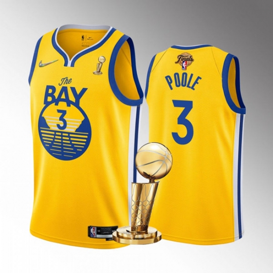Men's Golden State Warriors #3 Jordan Poole 2022 Yellow NBA Finals Champions Stitched Jersey Men's Golden State Warriors #3 Jordan Poole 2022 Yellow NBA Finals Champions Stitched Jersey