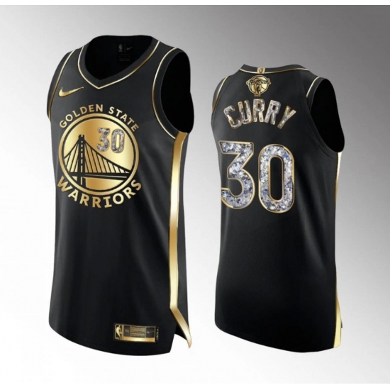 Men's Golden State Warriors #30 Stephen Curry Black Gold Diamond Jersey Men's Golden State Warriors #30 Stephen Curry Black Gold Diamond Jersey