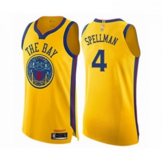Mens Golden State Warriors 4 Omari Spellman Authentic Gold Basketball Jersey City Edition Mens Golden State Warriors 4 Omari Spellman Authentic Gold Basketball Jersey City Edition