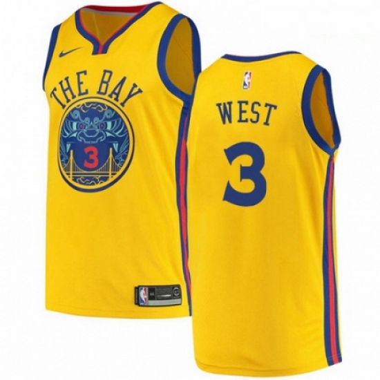 Mens Nike Golden State Warriors 3 David West Authentic Gold NBA Jersey City Edition Mens Nike Golden State Warriors 3 David West Authentic Gold NBA Jersey City Edition