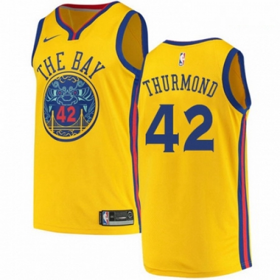 Mens Nike Golden State Warriors 42 Nate Thurmond Swingman Gold NBA Jersey City Edition Mens Nike Golden State Warriors 42 Nate Thurmond Swingman Gold NBA Jersey City Edition