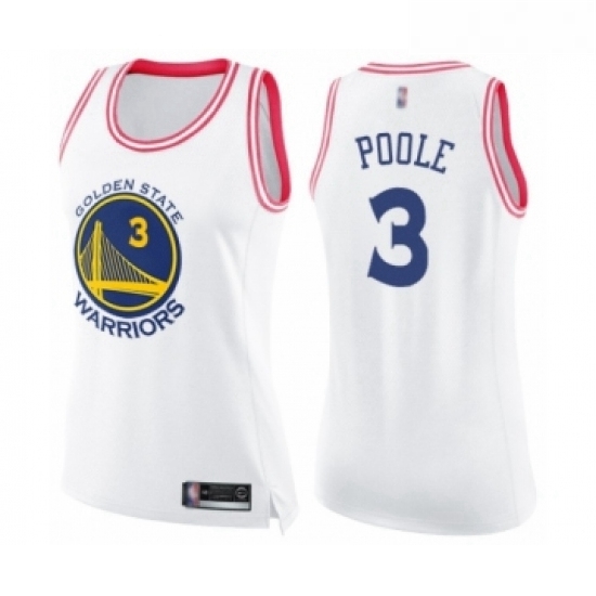 Womens Golden State Warriors 3 Jordan Poole Swingman White Pink Fashion Basketball Jerse Womens Golden State Warriors 3 Jordan Poole Swingman White Pink Fashion Basketball Jerse