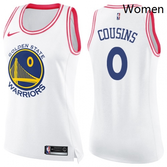 Womens Nike Golden State Warriors 0 DeMarcus Cousins White Pink NBA Swingman Fashion Jersey Womens Nike Golden State Warriors 0 DeMarcus Cousins White Pink NBA Swingman Fashion Jersey
