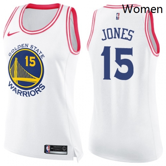Womens Nike Golden State Warriors 15 Damian Jones Swingman WhitePink Fashion NBA Jersey Womens Nike Golden State Warriors 15 Damian Jones Swingman WhitePink Fashion NBA Jersey