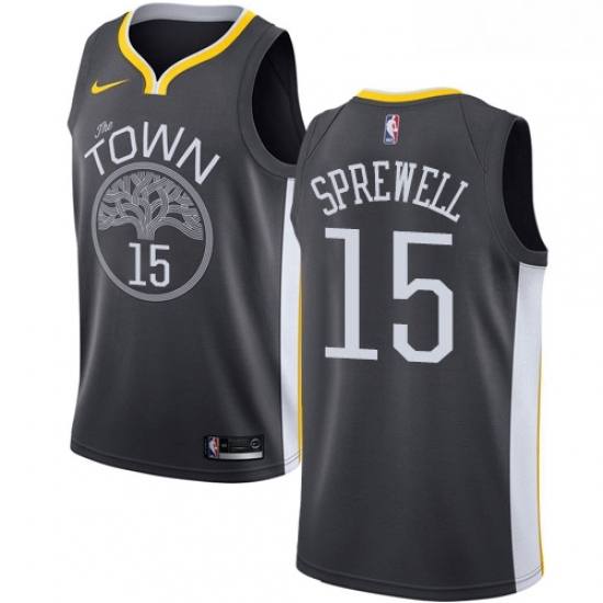 Womens Nike Golden State Warriors 15 Latrell Sprewell Swingman Black Alternate NBA Jersey Statement Edition