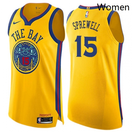 Womens Nike Golden State Warriors 15 Latrell Sprewell Swingman Gold NBA Jersey City Edition Womens Nike Golden State Warriors 15 Latrell Sprewell Swingman Gold NBA Jersey City Edition